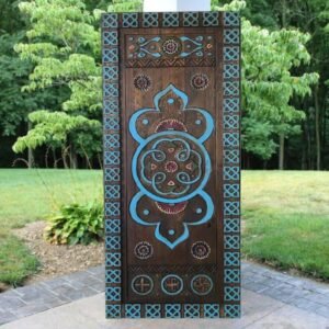 Hand Carved Floral Cabin Entrance Doors, Antique Barn Door, Custom Size Interior Exterior Doors, Hinged Door, Pocket Door, Pantry Door