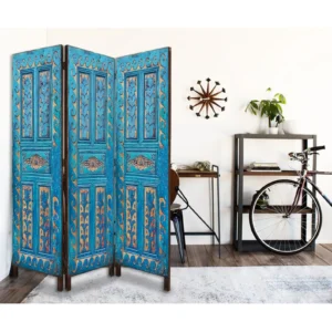 Hand-carved Wood Room Divider Screen, Vintage Folding Screen three Panels Boho Decor, Dressing Screen for Bedroom, Poolside, Seaside, Garden