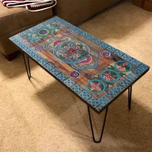 Bohemian Coffee Table, Farmhouse Coffee Table, Barn Wood Coffee Table Panel, Reclaimed Wood Coffee Table, Custom Hand Carved Coffee Table