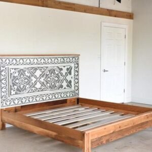 Custom size Solid Wood Bed Headboard, Hand Carved King or Queen Bed Headbords Footboard, Farmhouse Wooden, Boho Bedroom Decor