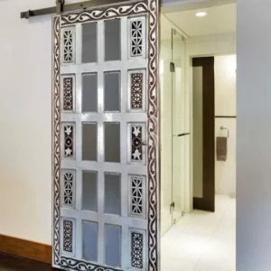 Hand-carved Glass Barn Door, Single or Double Sliding,Regular İnterior Solid wood Doors, Living Room,Hallway Farmhouse,Rustic Barn Wood Door
